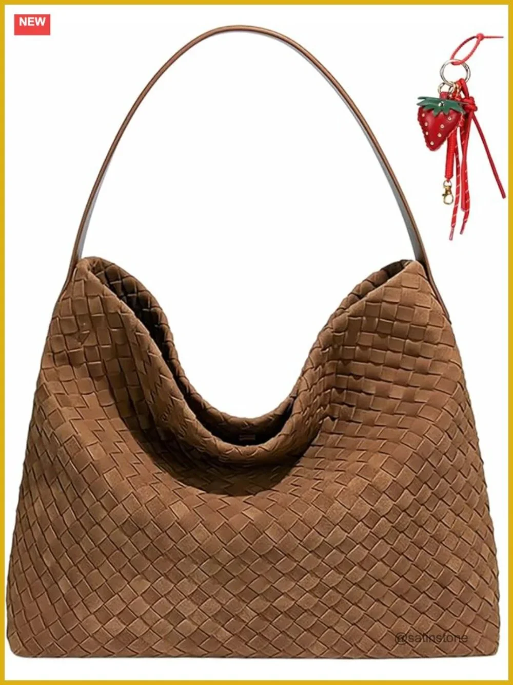 Woven Suede Hobo Shoulder Tote Bag Satchel Crossbody Handbag Purse